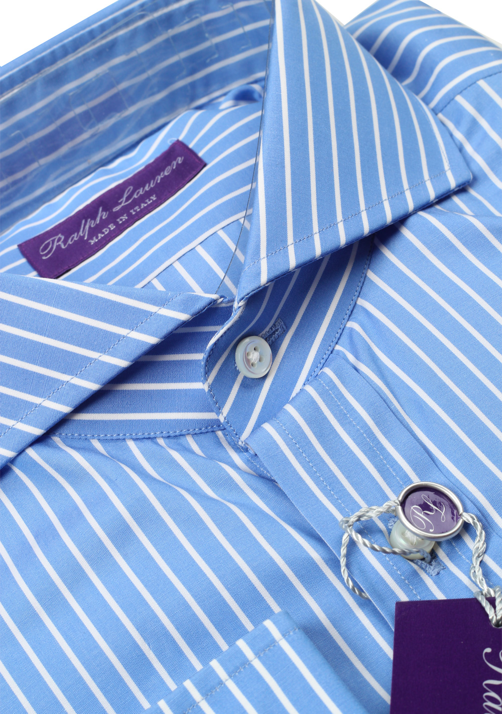 Ralph Lauren Purple Label Blue Striped Shirt Size 41 / 16 U.S. | Costume Limité