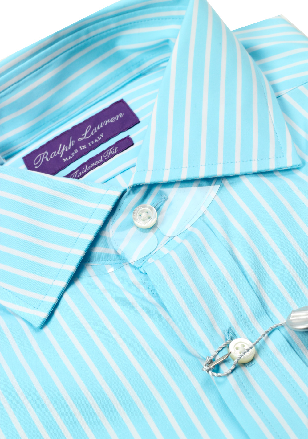 Ralph Lauren Purple Label Turquoise Striped Tailored Fit Shirt Size 38 / 15 U.S. | Costume Limité