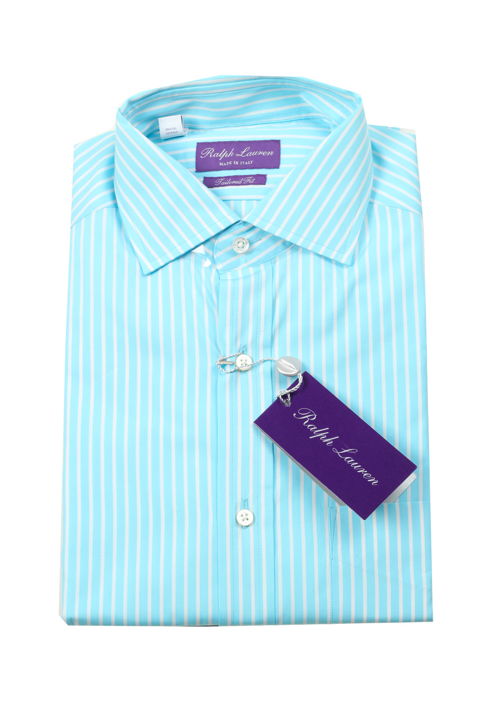 Ralph Lauren Purple Label Turquoise Striped Tailored Fit Shirt Size 39 / 15.5 U.S. | Costume Limité
