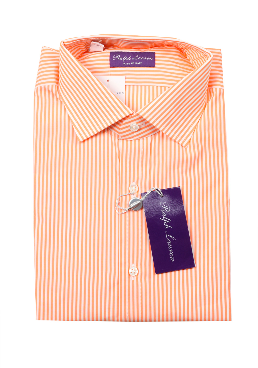 Ralph Lauren Purple Label Orange Striped Shirt Size 39 / 15.5 U.S. | Costume Limité
