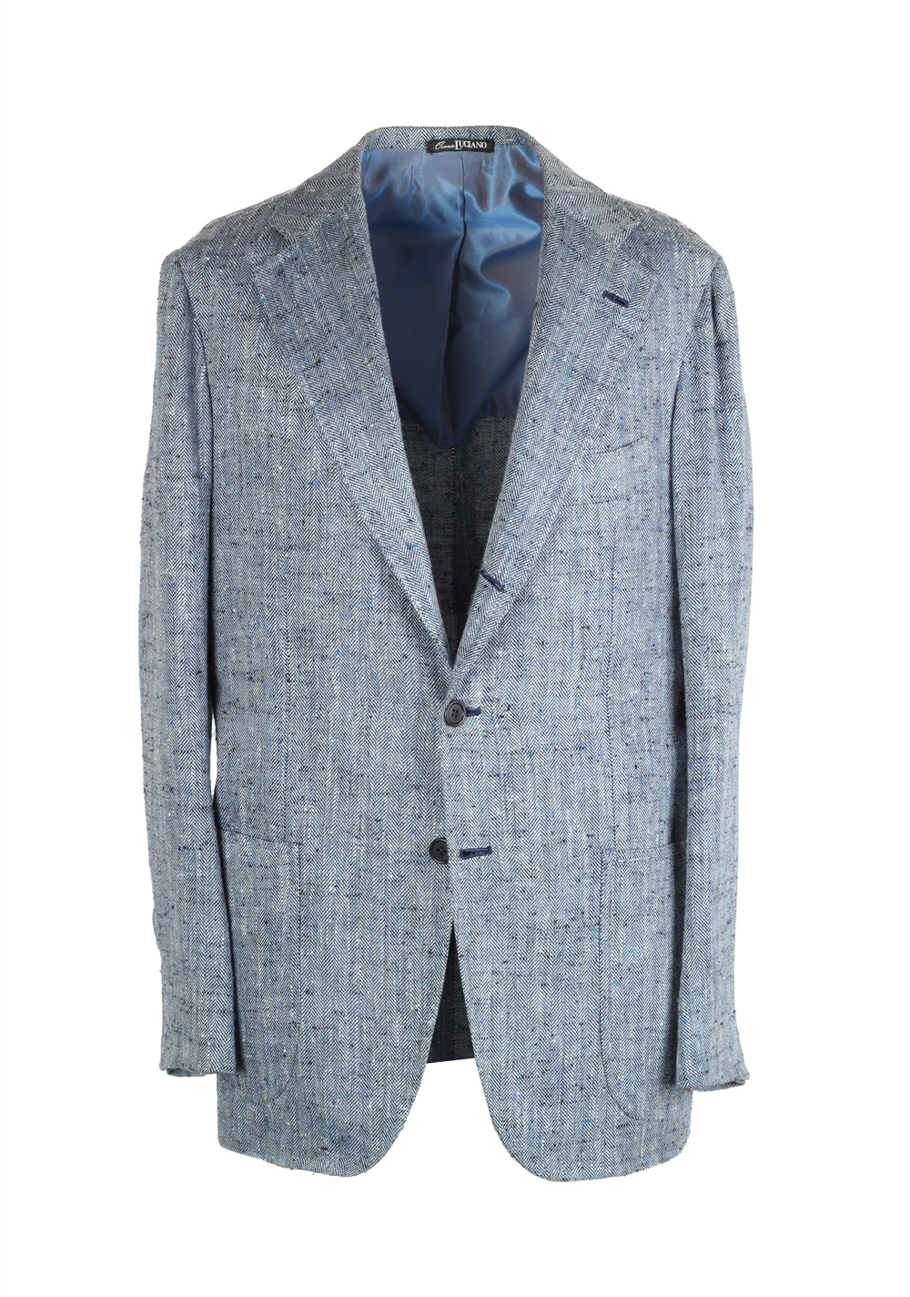 Orazio Luciano Blue Sport Coat Size 50 / 40R U.S. In Linen Silk | Costume Limité