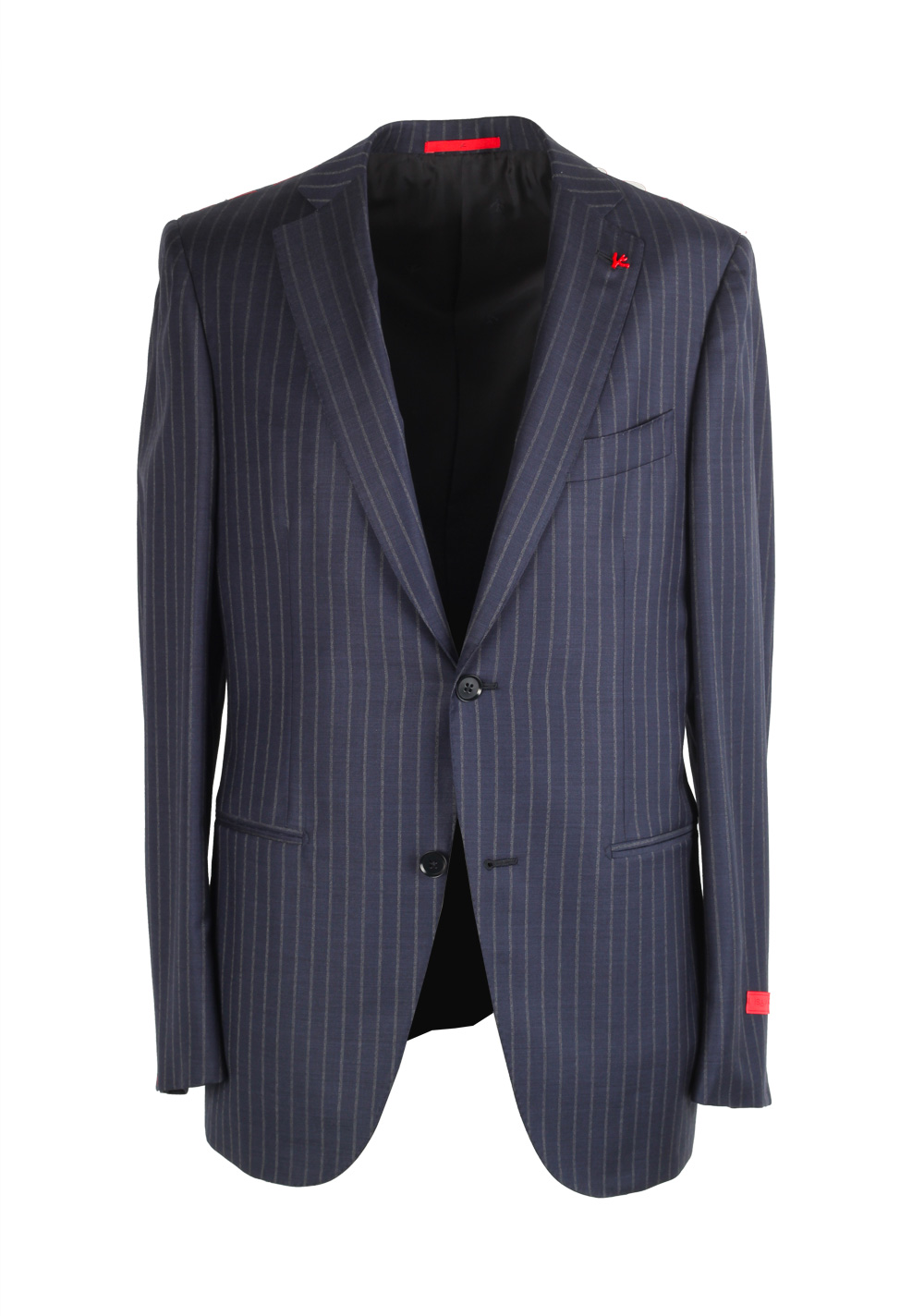 Isaia Napoli Striped Blue Suit Size 48 / 38R U.S. Super 140s Base Tribeca | Costume Limité