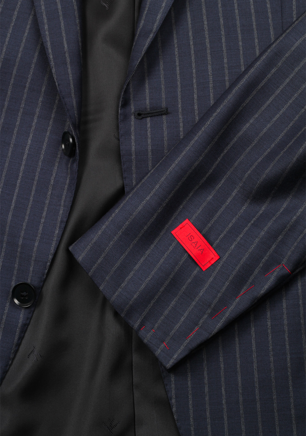 Isaia Napoli Striped Blue Suit Size 48 / 38R U.S. Super 140s