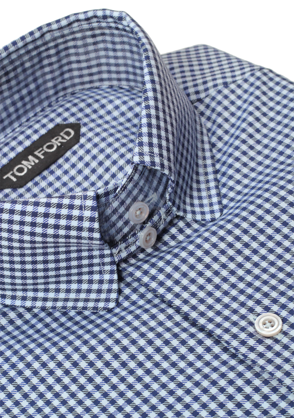 TOM FORD Checken Blue / White Shirt Size 40 / 15,75 U.S. | Costume Limité