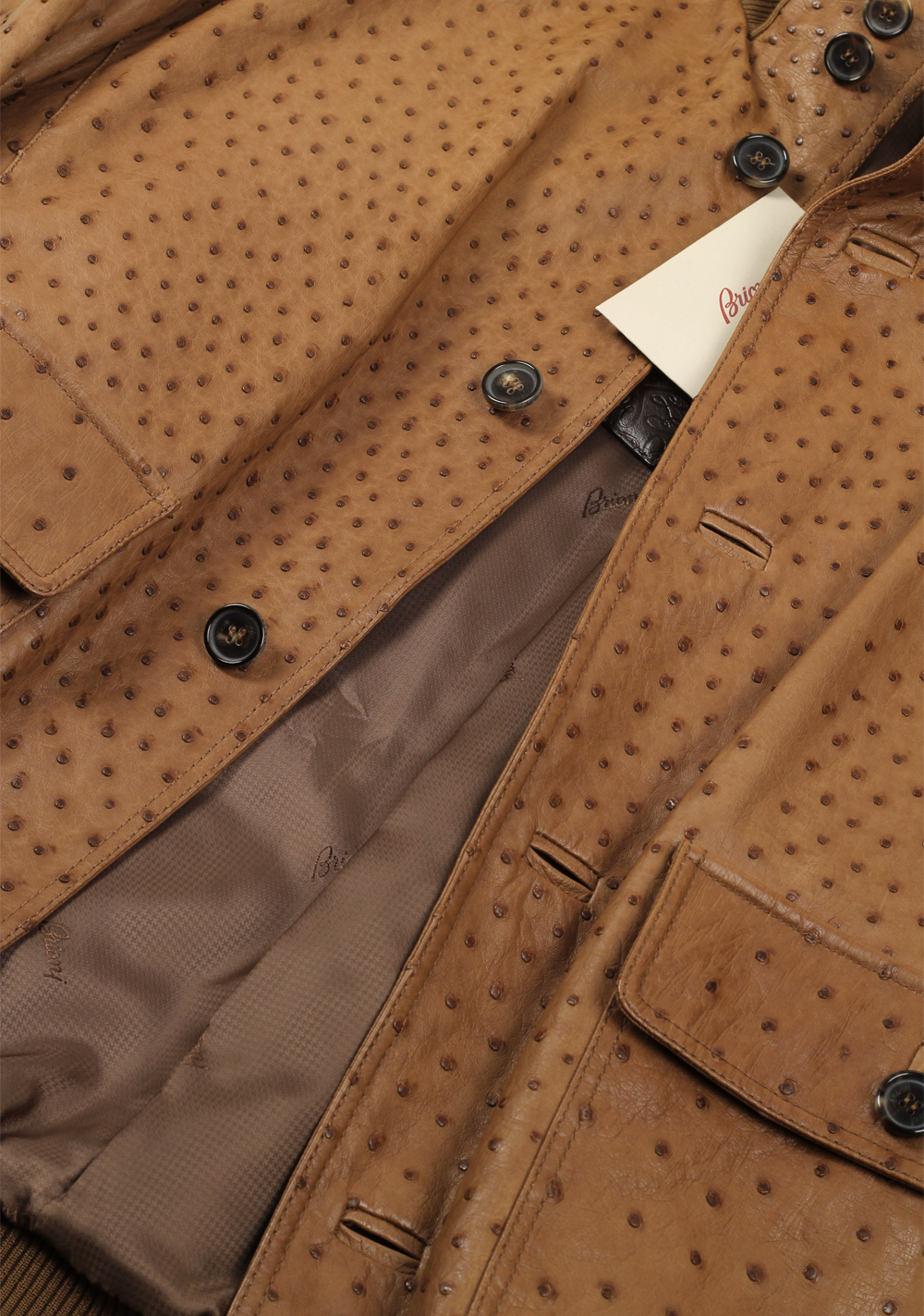 Brioni Palissandro Blouson Coat Ostrich Leather Jacket Size 52 / 42R U.S. | Costume Limité