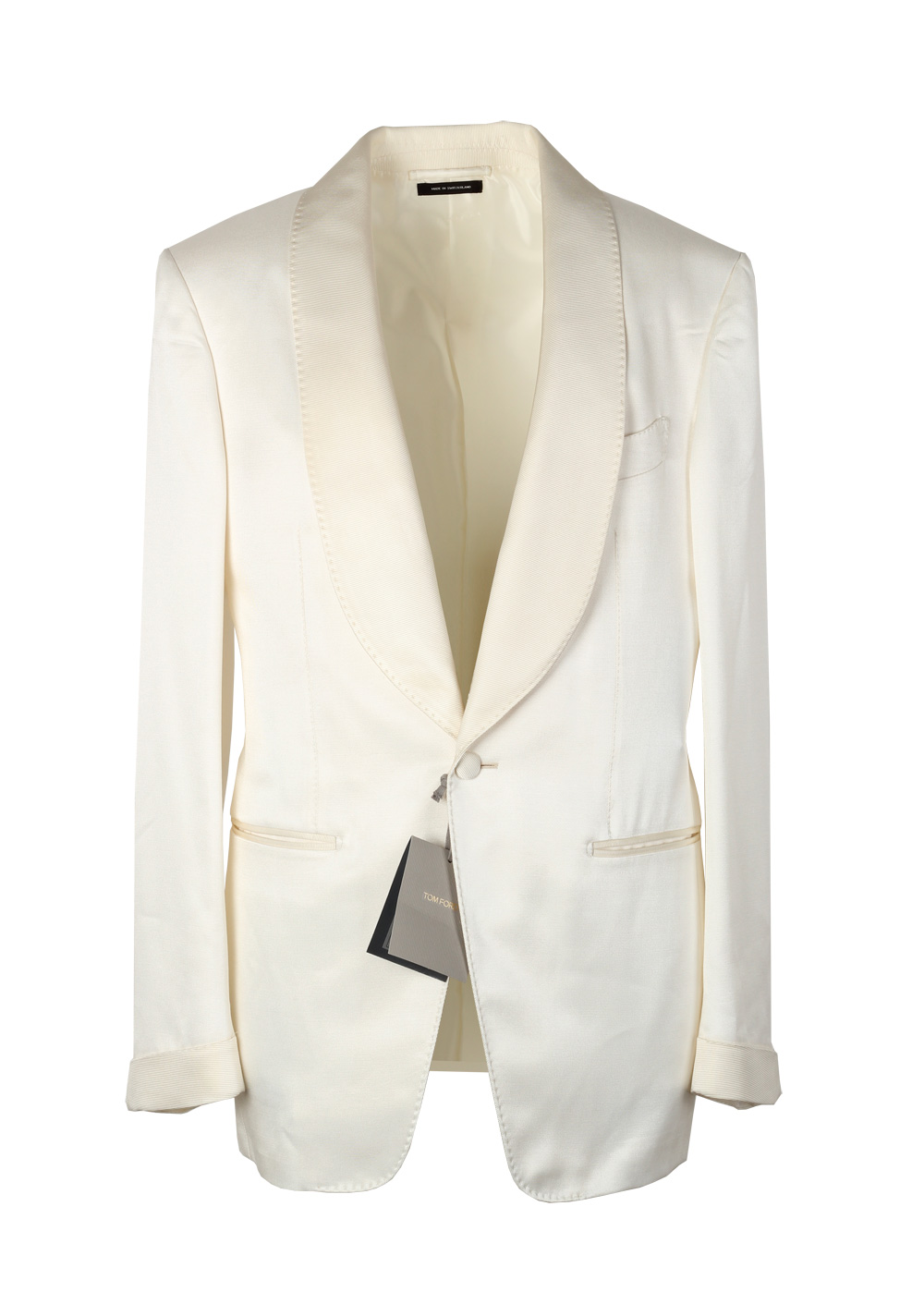 TOM FORD Shelton Shawl Collar Off White Sport Coat Tuxedo Dinner Jacket Size 46 / 36R U.S. | Costume Limité