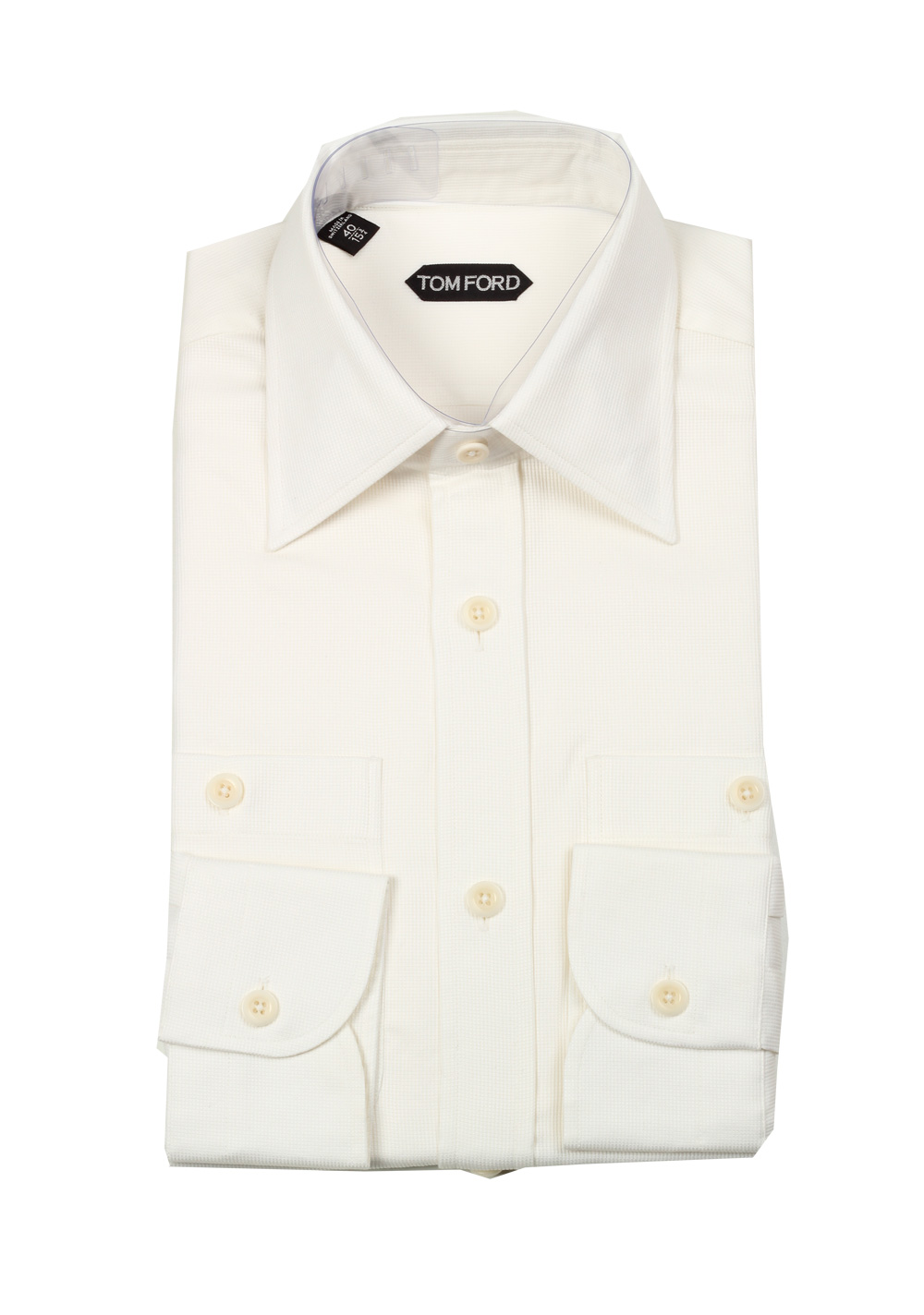 TOM FORD Solid Off White Dress Shirt Size 40 / 15,75 U.S.