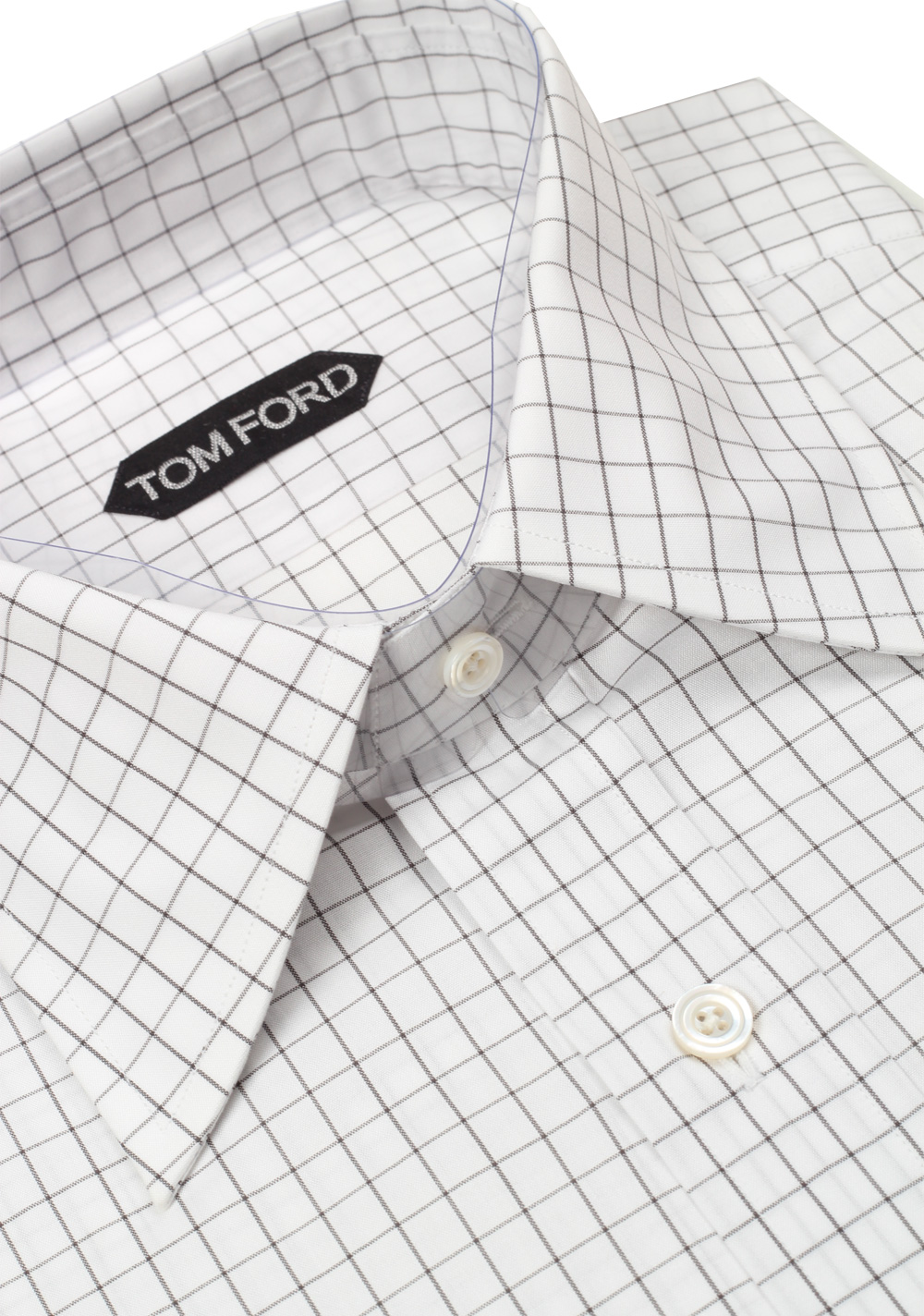 TOM FORD Checked White Gray Dress Shirt Size 40 / 15,75 U.S. | Costume Limité