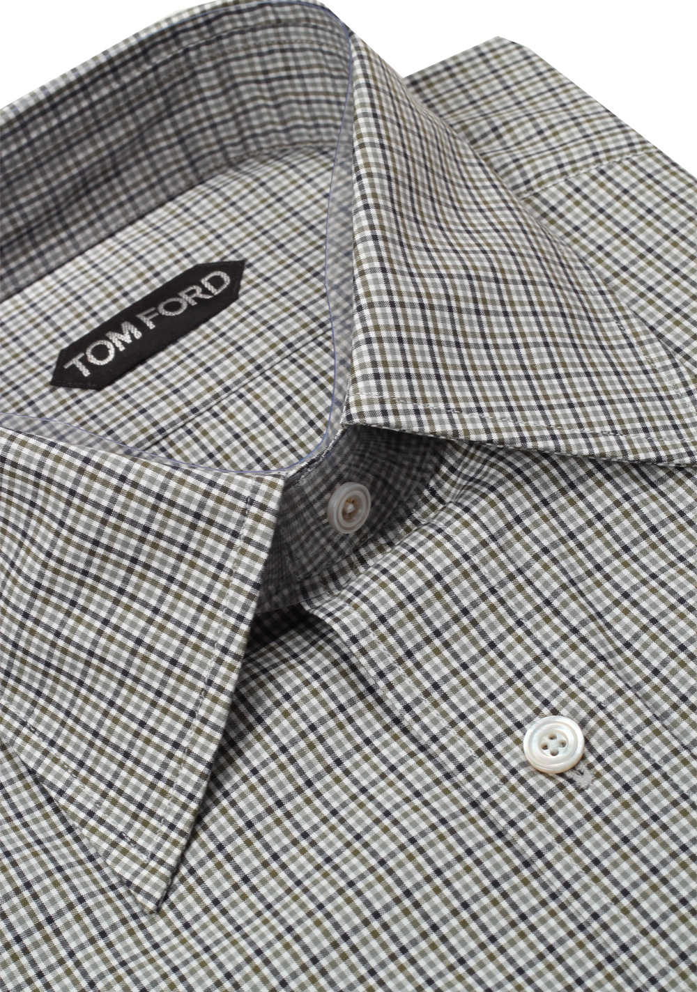 TOM FORD Checked White Gray Dress Shirt Size 40 / 15,75 U.S. | Costume Limité