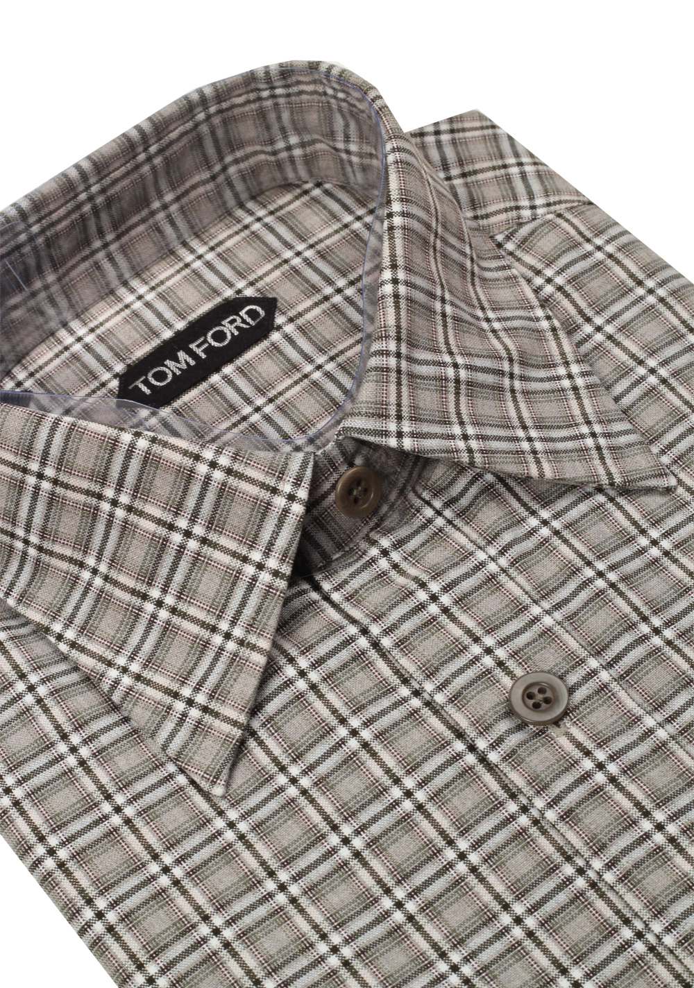 TOM FORD Checked Brown Dress Shirt Size 40 / 15,75 U.S. | Costume Limité