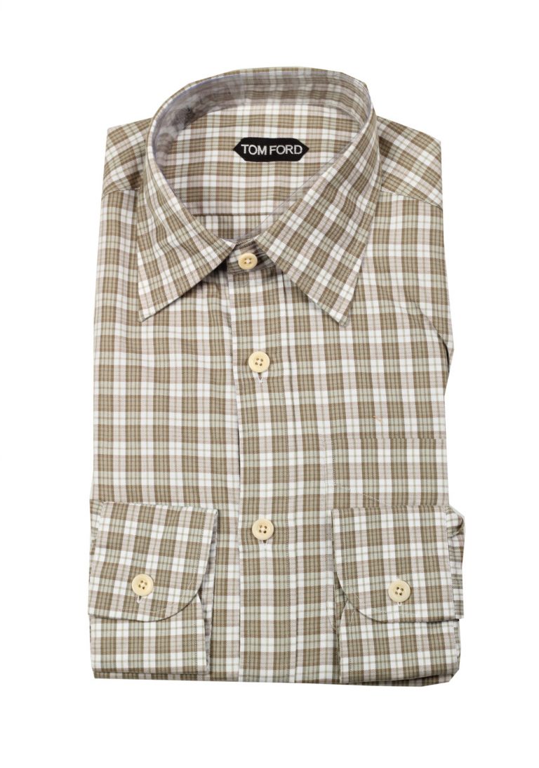 TOM FORD Checked Brown Dress Shirt Size 40 / 15,75 U.S. - thumbnail | Costume Limité