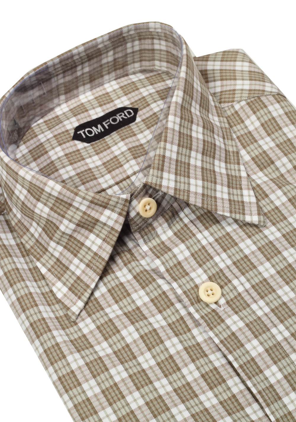 TOM FORD Checked Brown Dress Shirt Size 40 / 15,75 U.S. | Costume Limité