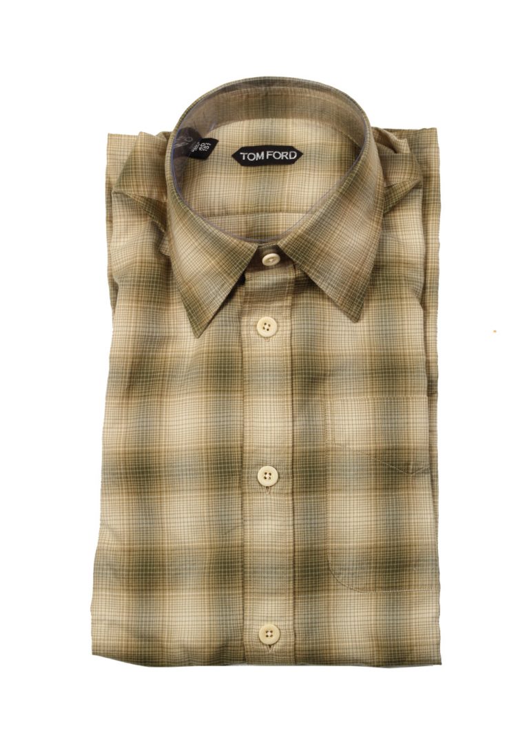 TOM FORD Checked Brown Dress Shirt Size 40 / 15,75 U.S. - thumbnail | Costume Limité