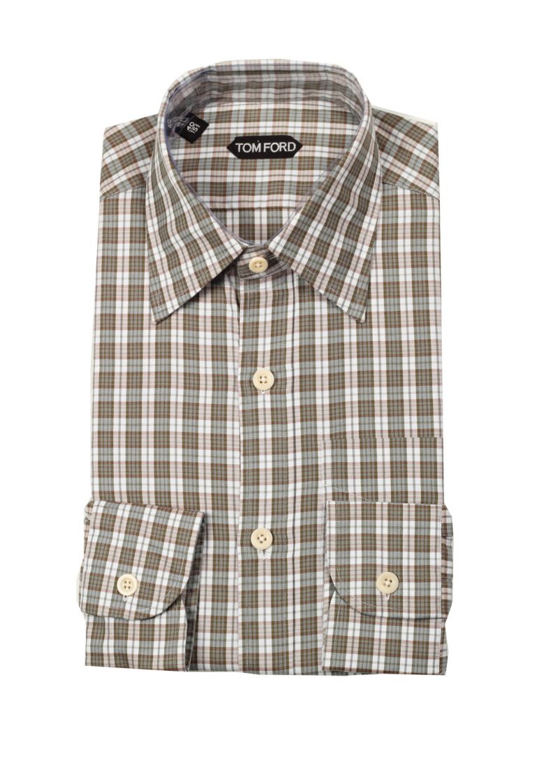 TOM FORD Checked Brown Dress Shirt Size 40 / 15,75 U.S. - thumbnail | Costume Limité