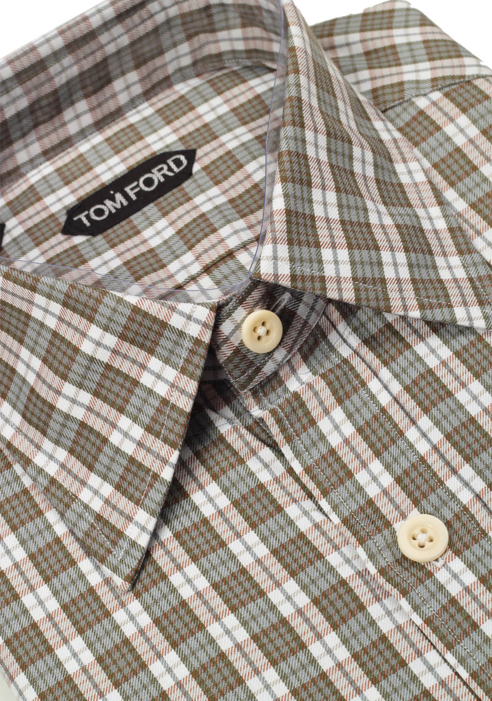 TOM FORD Checked Brown Dress Shirt Size 40 / 15,75 U.S. | Costume Limité