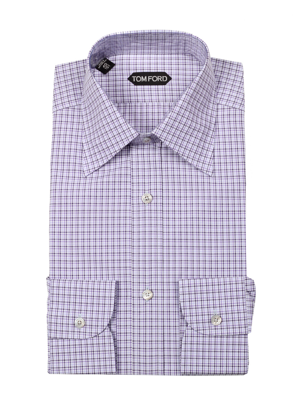 TOM FORD Checked Purple Dress Shirt Size 40 / 15,75 U.S. | Costume Limité