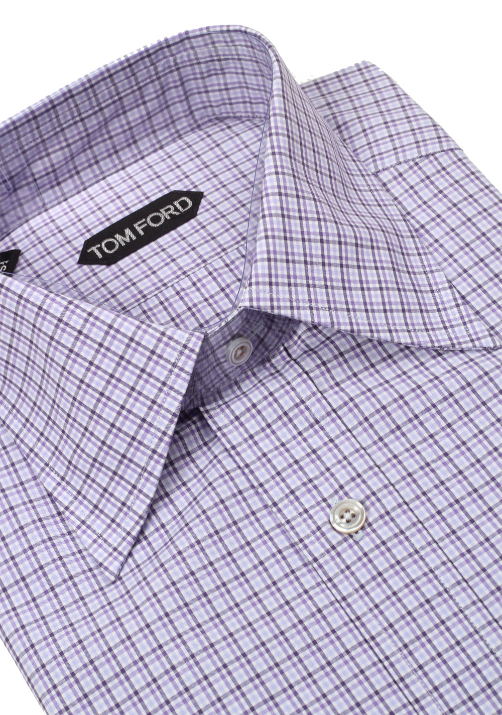 TOM FORD Checked Purple Dress Shirt Size 40 / 15,75 U.S. | Costume Limité