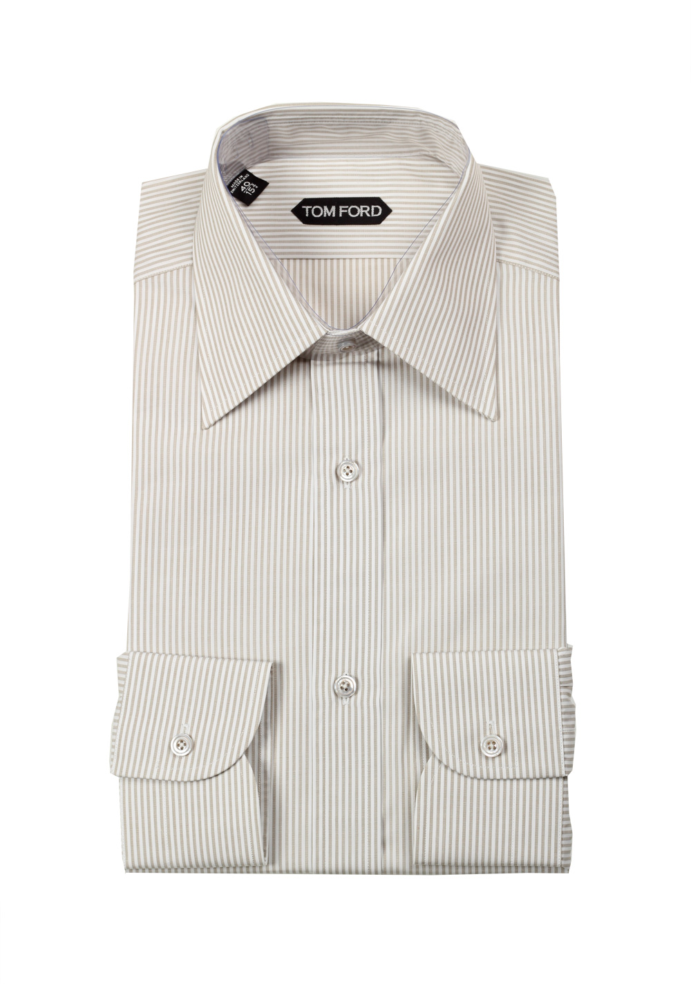TOM FORD Striped White Gray Dress Shirt Size 40 / 15,75 U.S. | Costume Limité