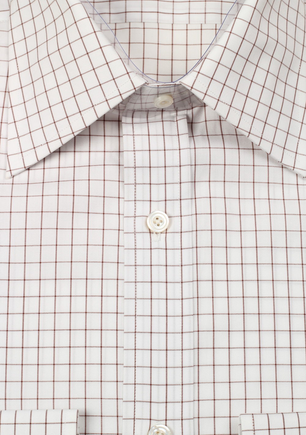 TOM FORD Checked White Brown Dress Shirt Size 40 / 15,75 U.S. | Costume Limité