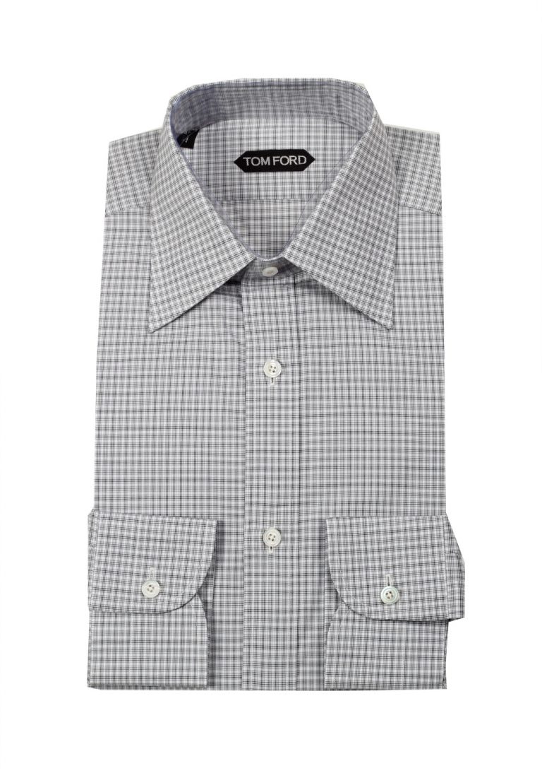 TOM FORD Checked White Gray Dress Shirt Size 40 / 15,75 U.S. - thumbnail | Costume Limité