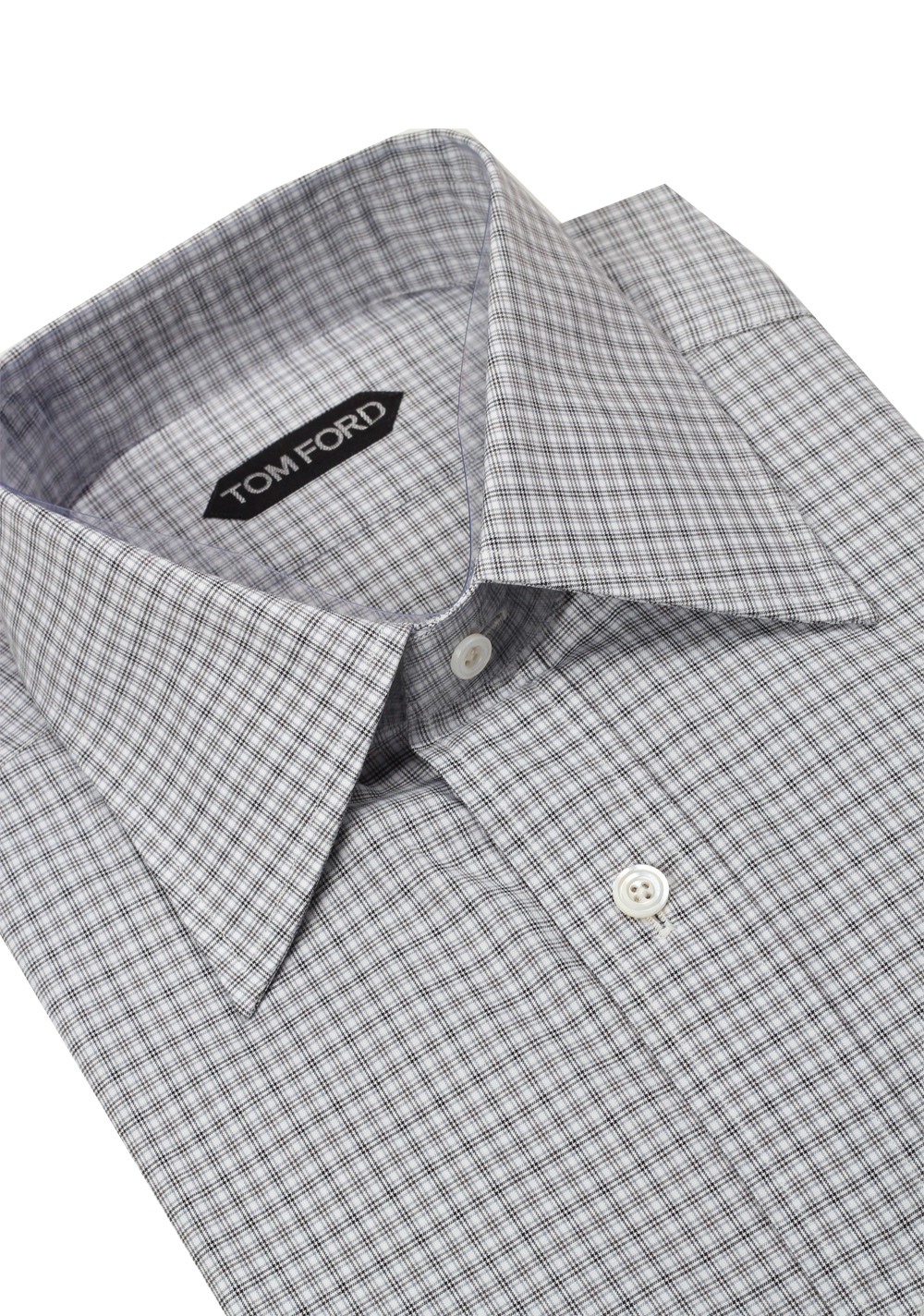 TOM FORD Checked White Gray Dress Shirt Size 40 / 15,75 U.S. | Costume Limité