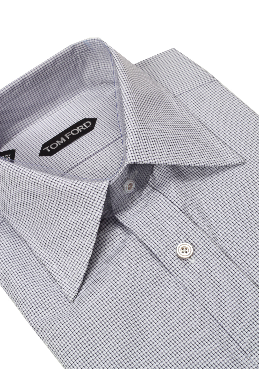 TOM FORD Checked White Blue Dress Shirt Size 40 / 15,75 U.S. | Costume Limité