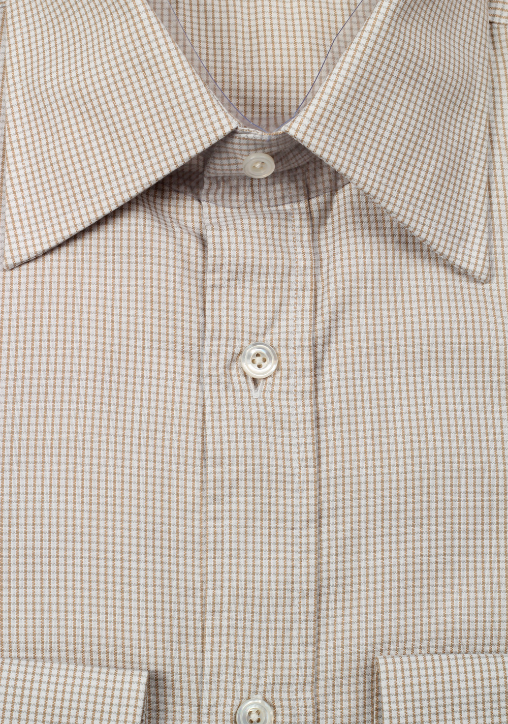 TOM FORD Checked White Brown Dress Shirt Size 40 / 15,75 U.S. | Costume Limité