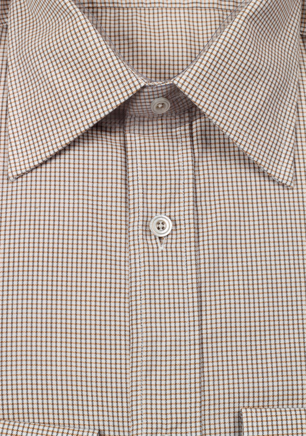 TOM FORD Checked White Brown Dress Shirt Size 40 / 15,75 U.S. | Costume Limité