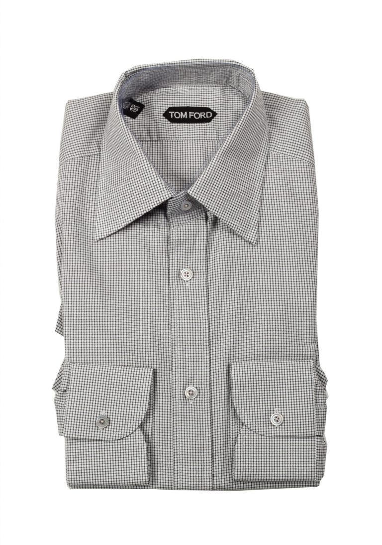 TOM FORD Checked White Gray Dress Shirt Size 40 / 15,75 U.S. - thumbnail | Costume Limité