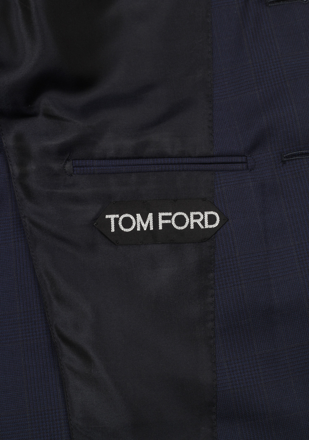 TOM FORD Shelton Checked Blue Sport Coat Size 48 / 38R U.S. In Wool | Costume Limité