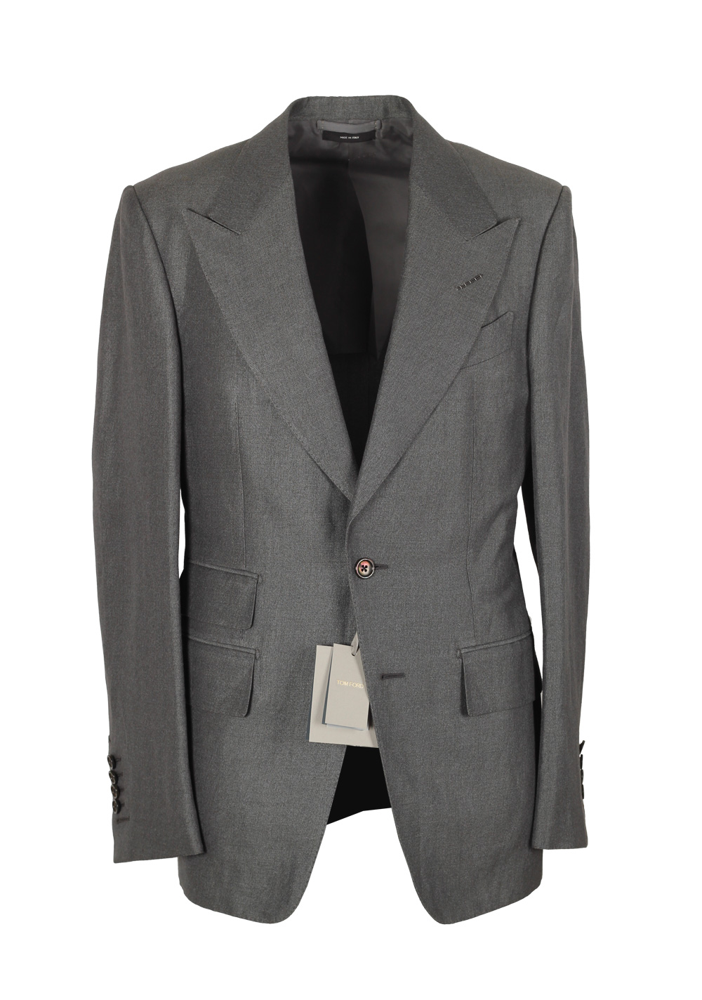 TOM FORD Shelton Gray Suit Size 46 / 36R U.S. In Silk Linen | Costume ...