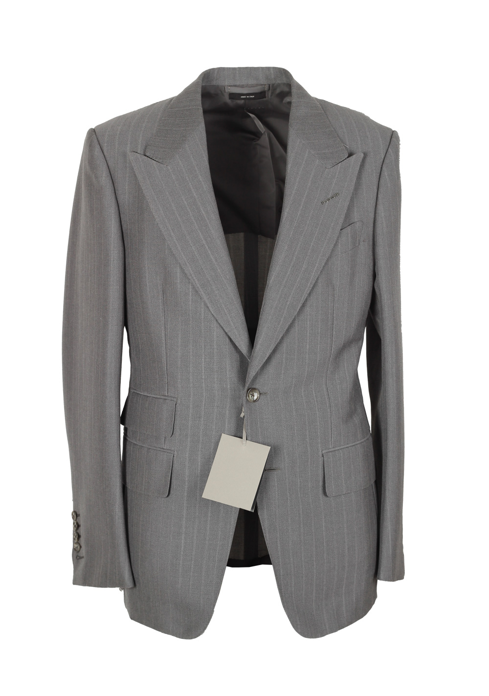 TOM FORD Shelton Striped Gray Suit Size 46 / 36R U.S. In Mohair Wool | Costume Limité
