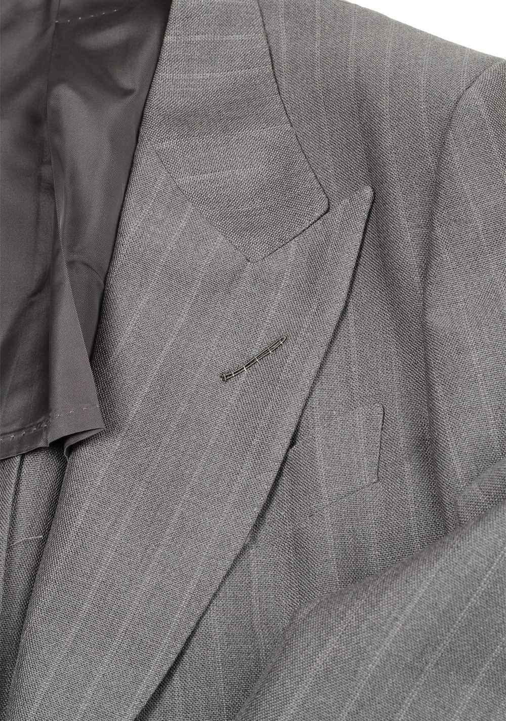 TOM FORD Shelton Striped Gray Suit Size 46 / 36R U.S. In Mohair Wool | Costume Limité