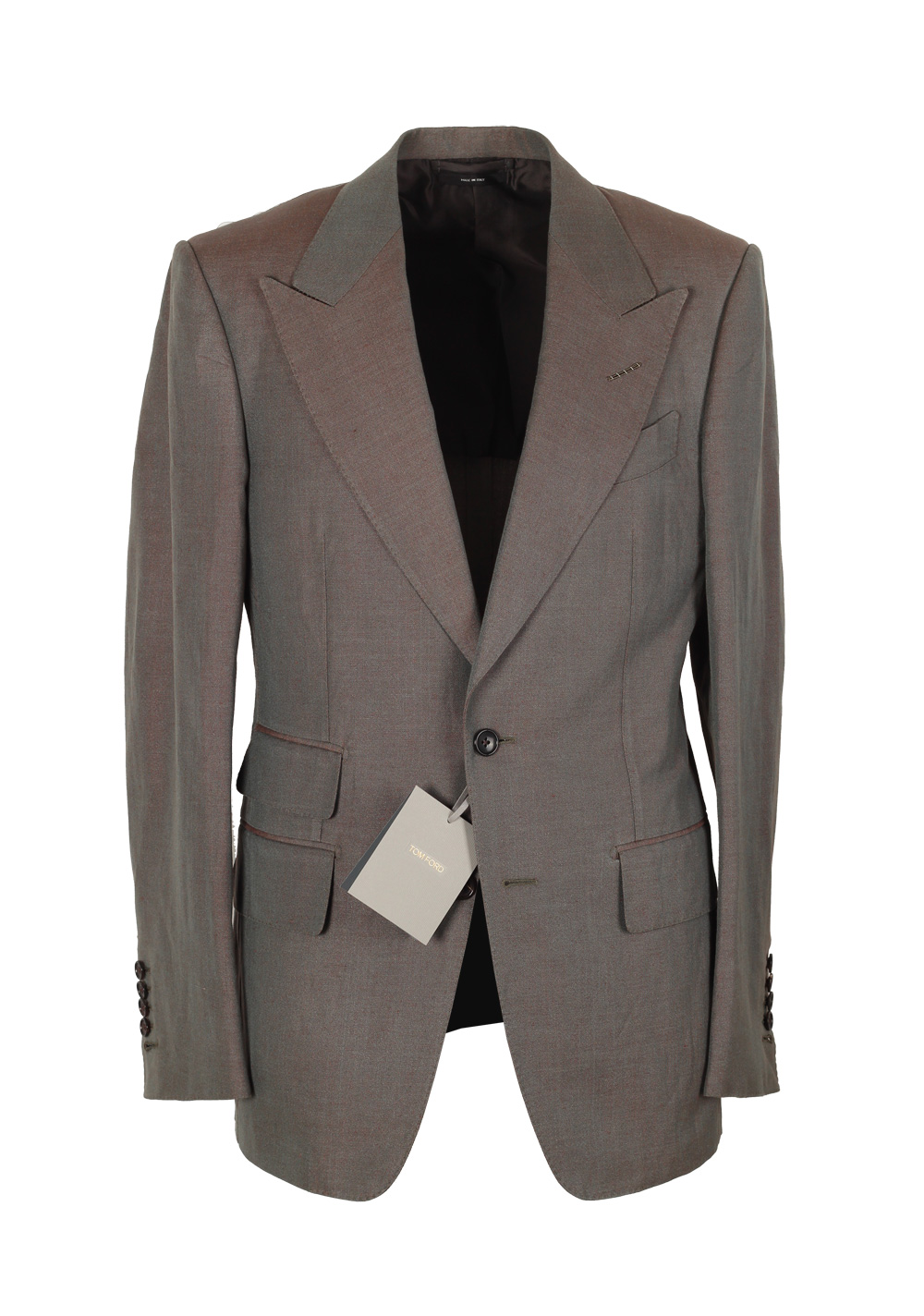 TOM FORD Shelton Grayish Copper Suit Size 46 / 36R U.S. In Silk Linen ...