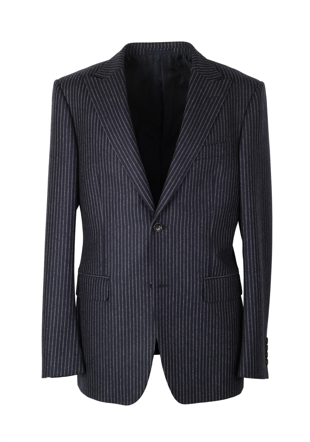Gucci Navy Flannel Striped Suit Size 48 / 38R U.S. In Wool | Costume Limité
