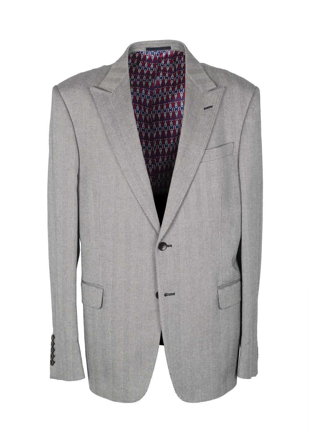 Gucci Gray Herringbone Sport Coat Size 56 / 46R U.S. In Silk Cotton | Costume Limité