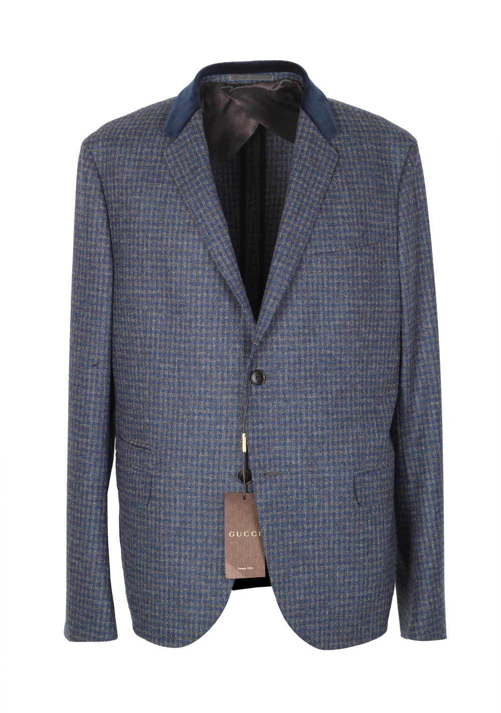 Gucci Blue Checked Sport Coat Size 54 / 44R U.S. In Wool | Costume Limité