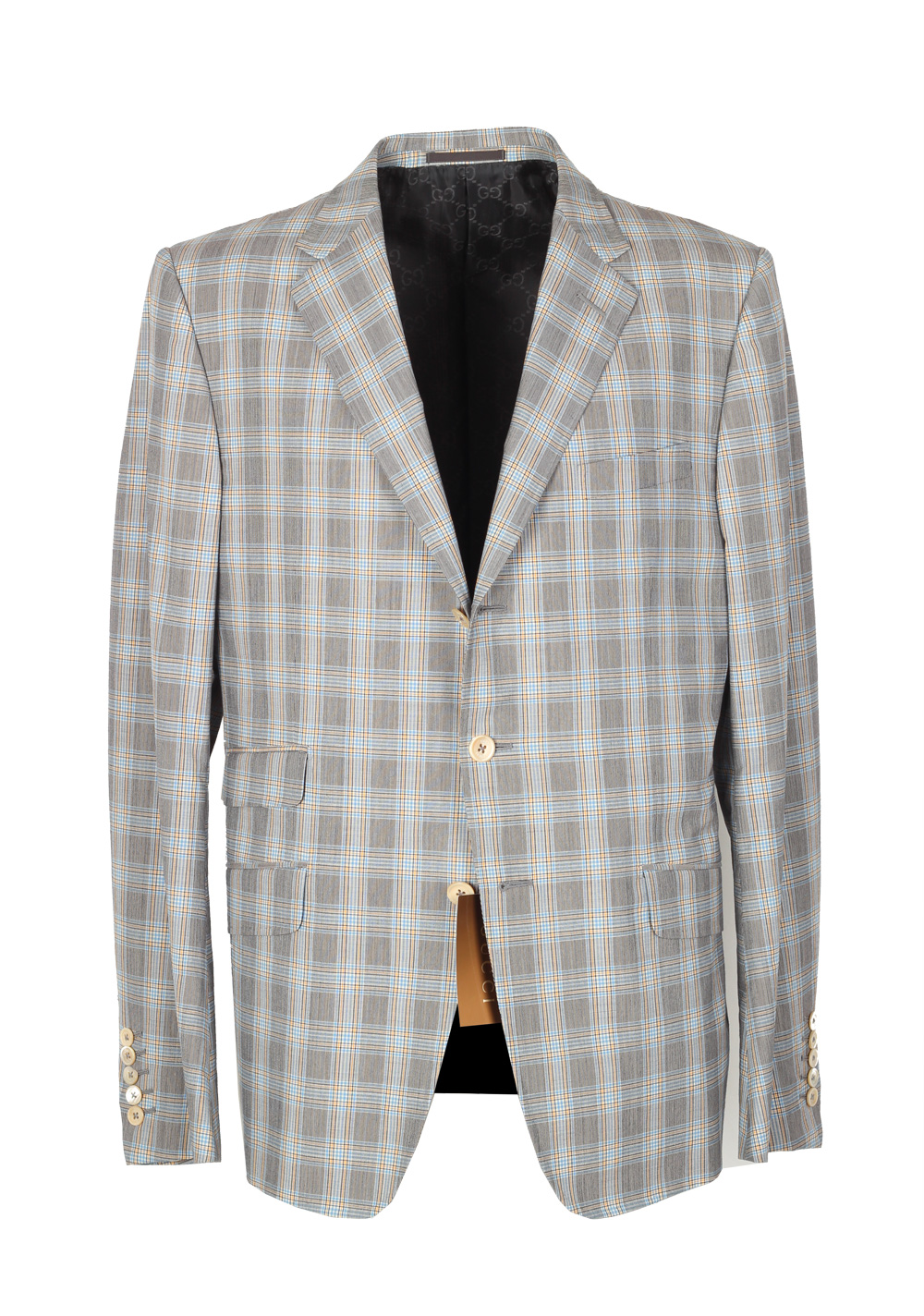 Gucci Gray Checked Sport Coat Size 52 / 42R U.S. In Wool Cotton | Costume Limité