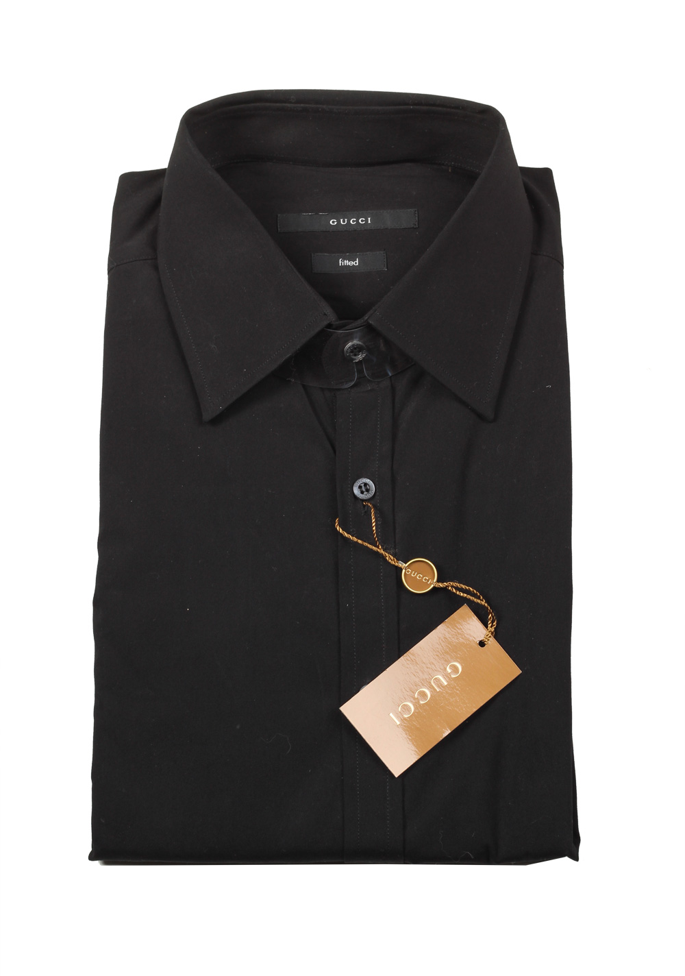 Gucci Solid Black Dress Shirt Size 42 / 16,5 U.S. Fitted