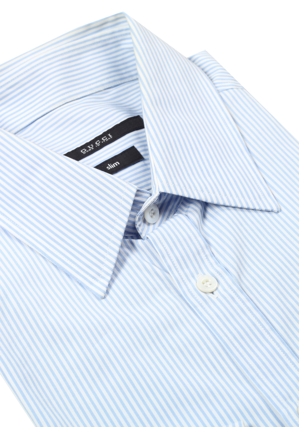 Gucci Striped Blue White Dress Shirt Size 39 / 15,5 U.S. Slim | Costume Limité