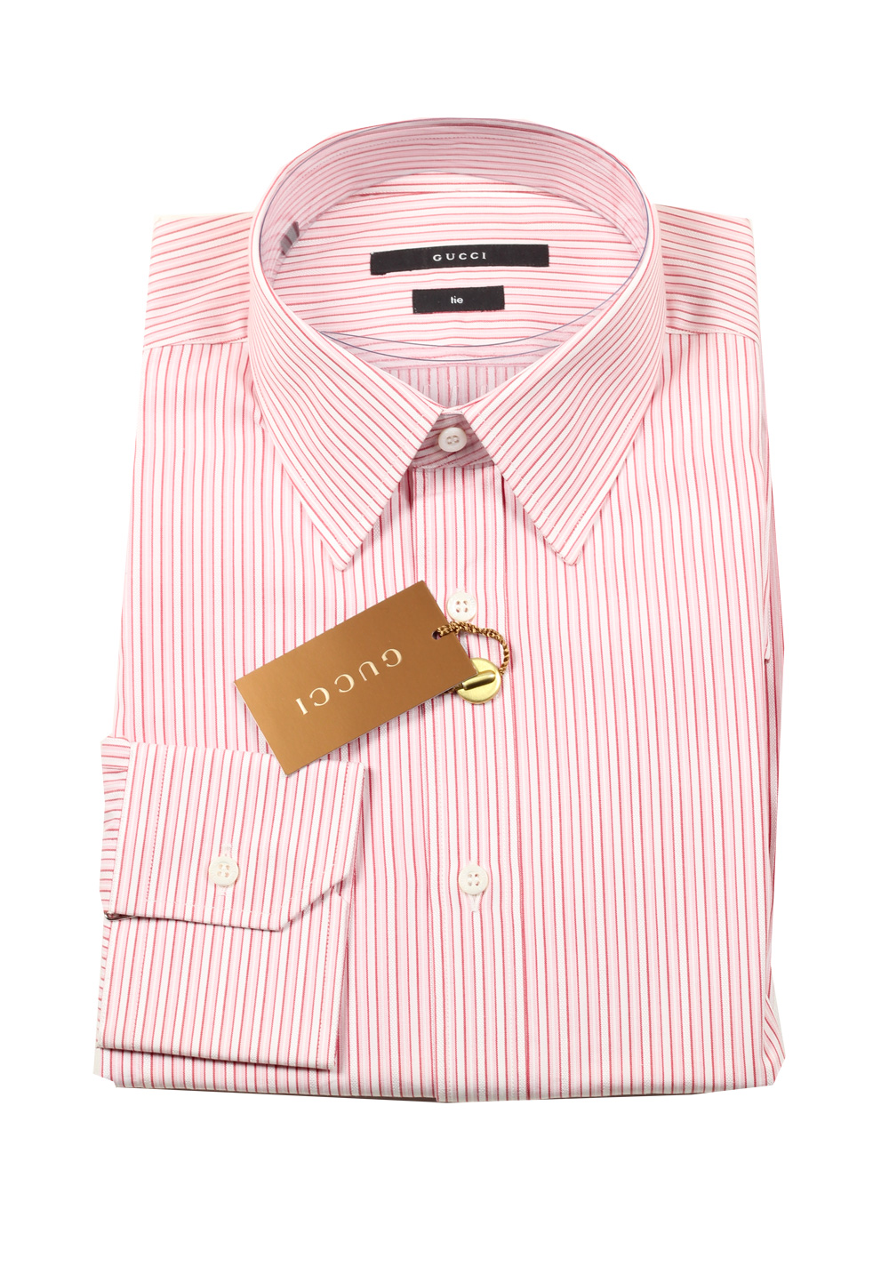 Gucci Striped Pink Dress Shirt Size 40 / 15,75 U.S. Tie | Costume Limité