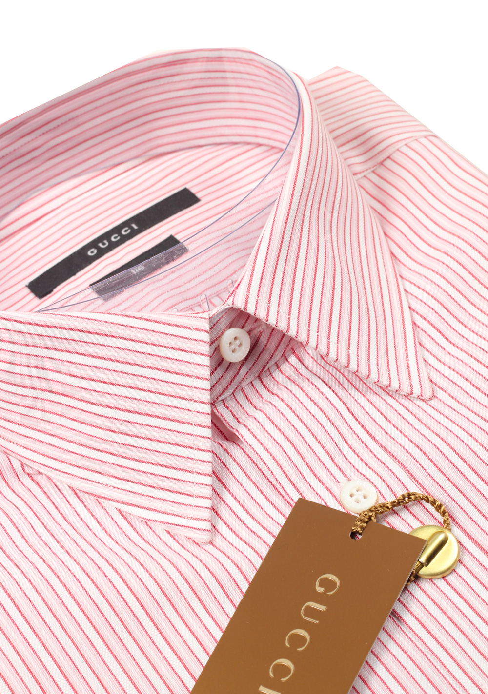 Gucci Striped Pink Dress Shirt Size 40 / 15,75 U.S. Tie | Costume Limité