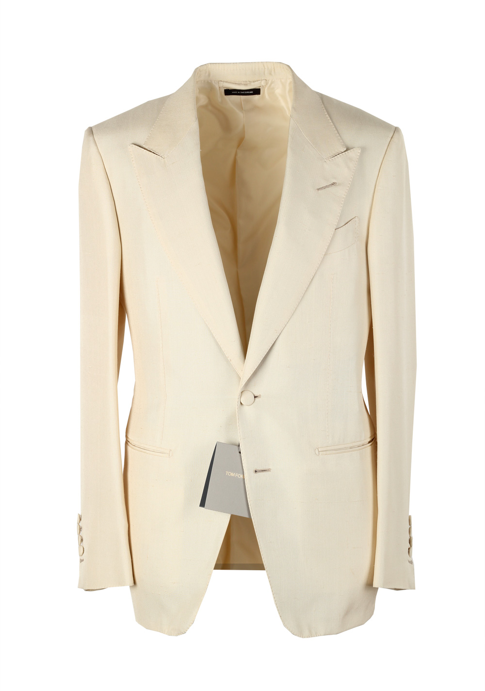 TOM FORD Shelton Ivory Tuxedo Smoking Suit Size 46 / 36R U.S. In Silk | Costume Limité