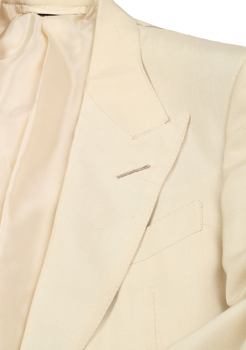 TOM FORD Shelton Ivory Tuxedo Smoking Suit Size 46 / 36R U.S. In Silk | Costume Limité