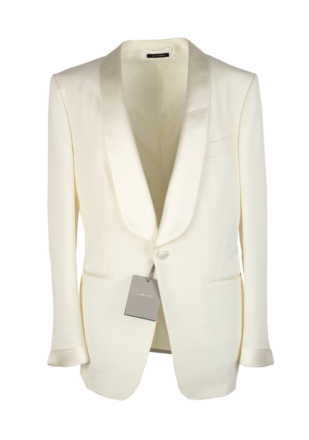 TOM FORD O’Connor Shawl Collar Ivory Sport Coat Tuxedo Dinner Jacket Size 46C / 36S U.S. Fit Y | Costume Limité