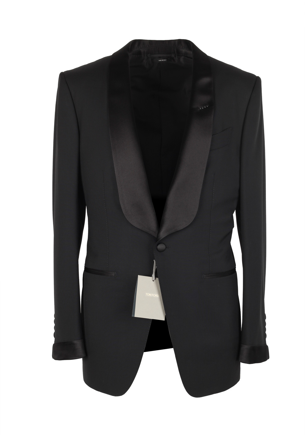 TOM FORD O’Connor Black Shawl Collar Tuxedo Smoking Suit Size 46 / 36R U.S. Fit Y | Costume Limité