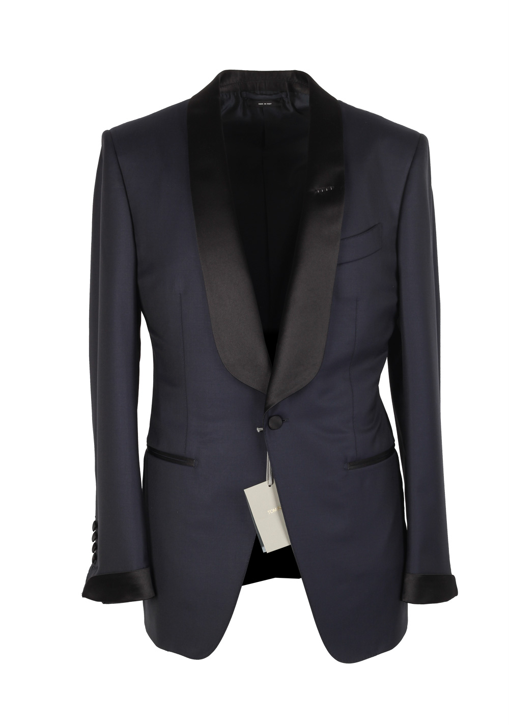 TOM FORD O’Connor Midnight Blue Shawl Collar Tuxedo Smoking Suit Size 46 / 36R U.S. Fit Y | Costume Limité