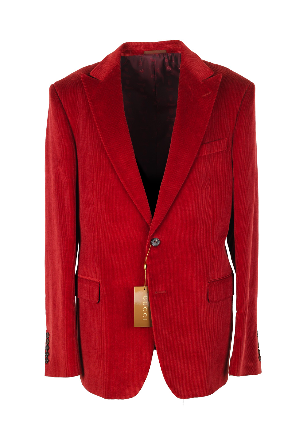 Gucci Red Corduroy Sport Coat Size 56L / 46L U.S. In Cotton | Costume Limité
