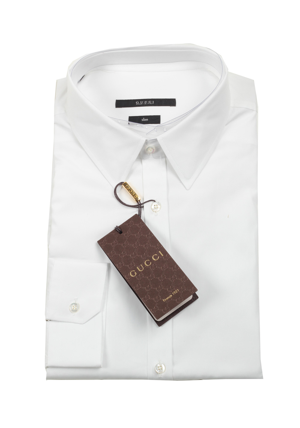 Gucci Solid White Dress Shirt Size 43 