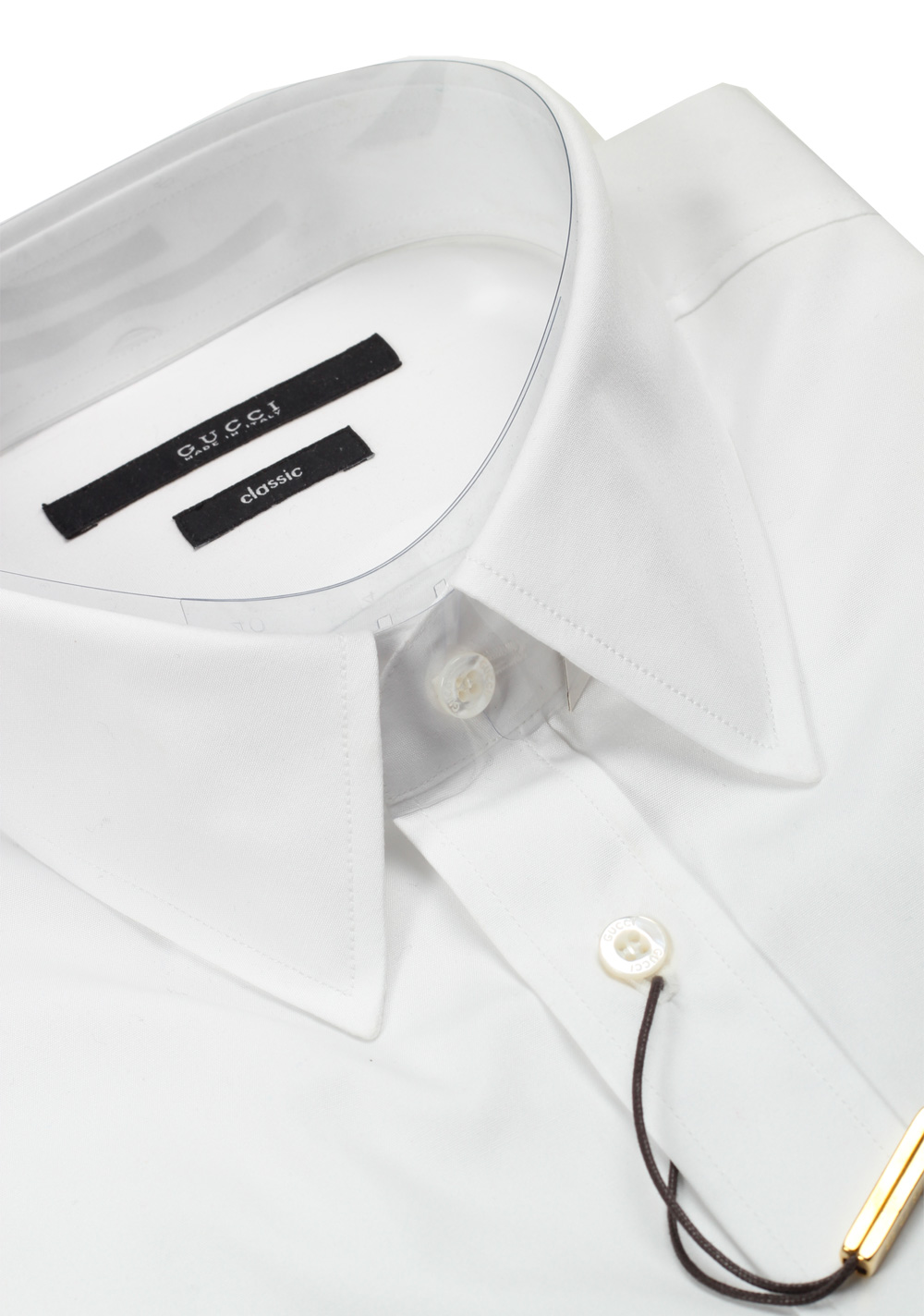 Gucci Solid White Dress Shirt Size 41 / 16 U.S. Classic | Costume Limité
